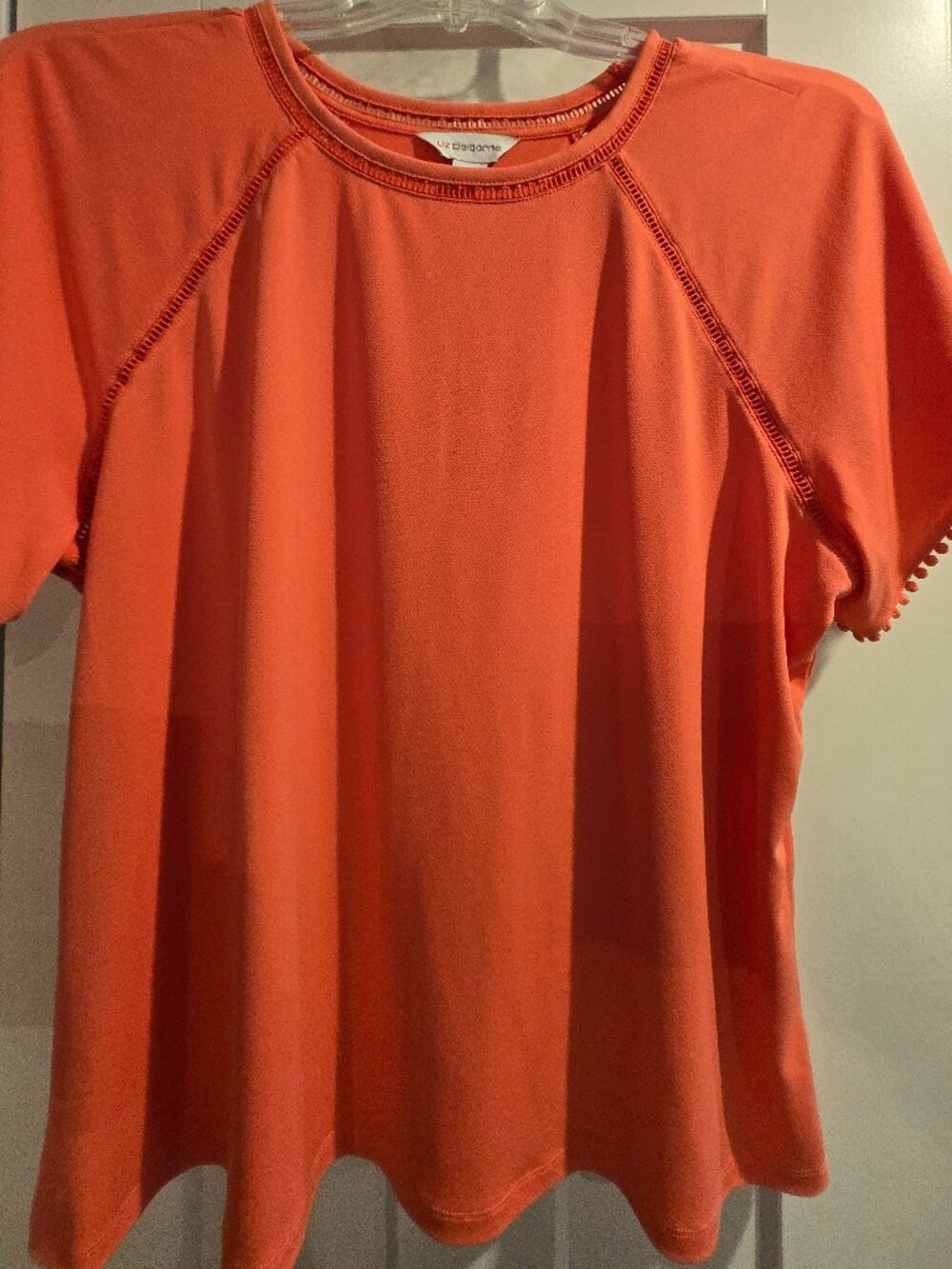 Liz Claiborne Orange Top XL Short Sleeve Casual Blouse Lightweight NEW